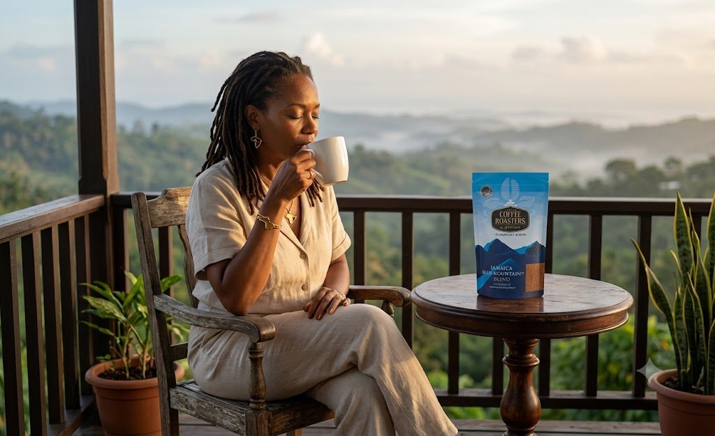 coffee roasterswoman drinking coffee